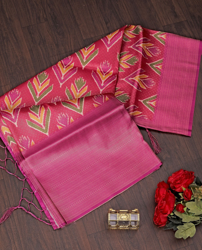 Digital Ikkat Handloom Saree Traditional Ethnic Wear