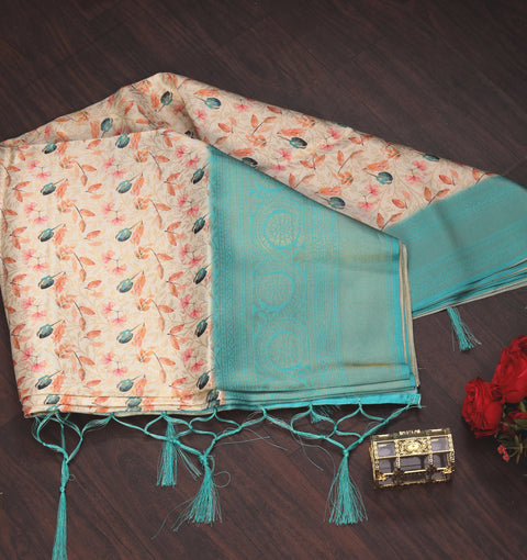 Traditional Kanchi Silk Saree With Digital Prints Pure Handloom Weave