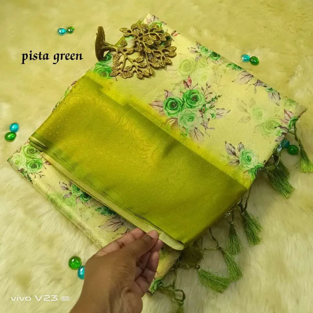 Alluring Green Soft Silks Digital Printed Saree