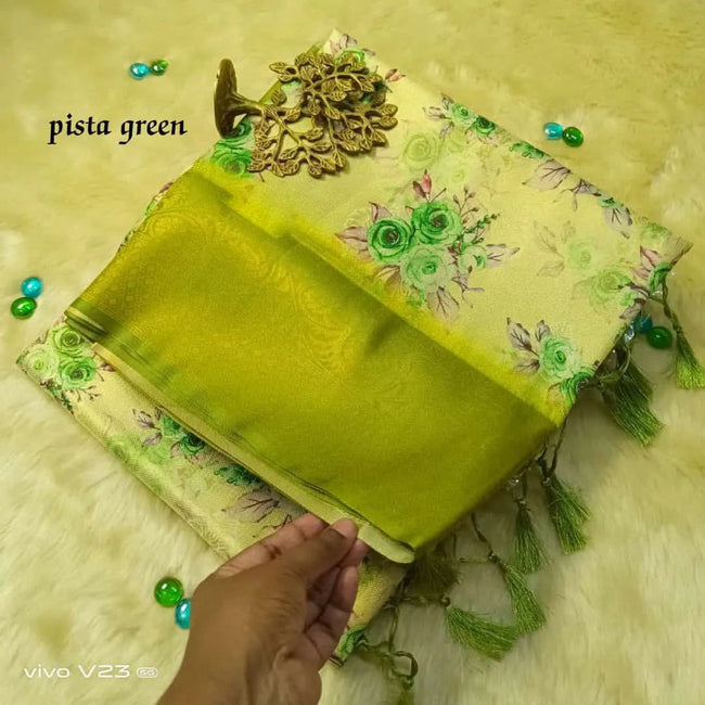 Alluring Green Soft Silks Digital Printed Saree