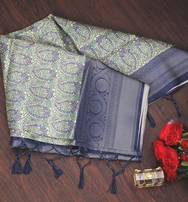 Authentic Handloom Kanchipuram Silk Saree Rich Digital Printed Design