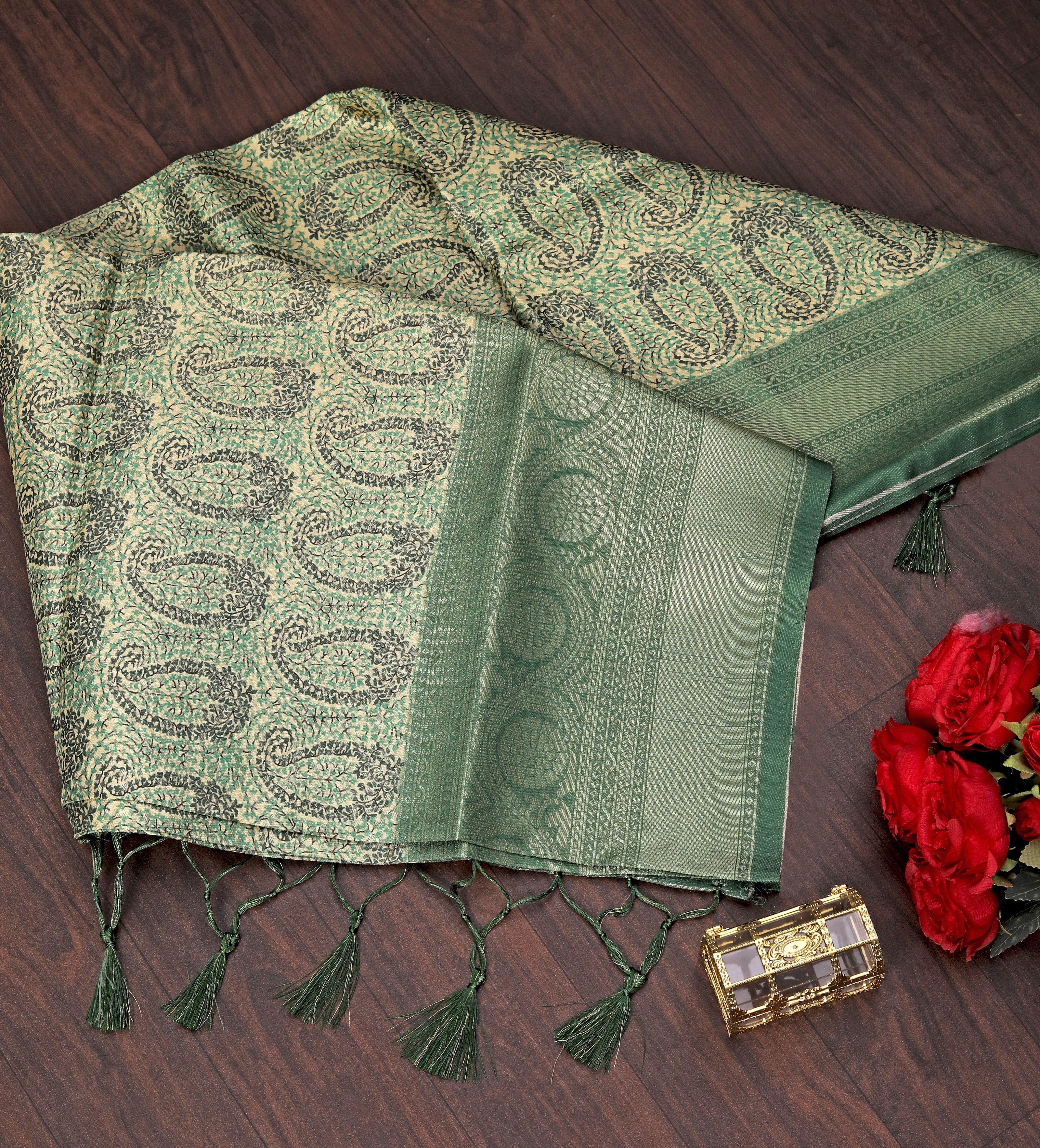 Heritage Saree Handloom Crafted With Digital Ikkat Prints