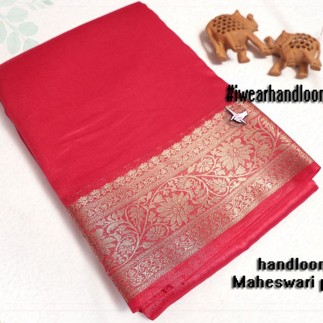 Lustrous Loom Rani Tissue Soft Silk Saree With Woven Elegance