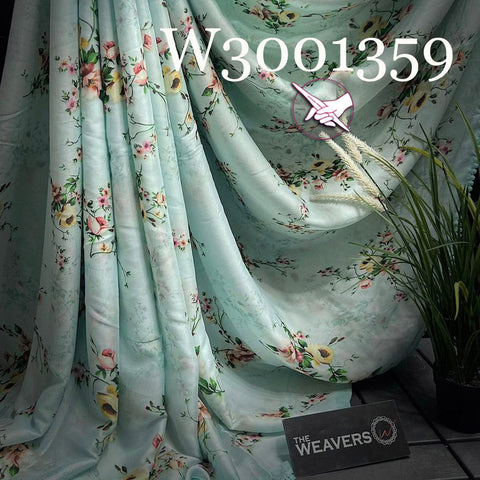 Light Cyan Blossom Charm Georgette Digital Print Saree With Modish Blouse