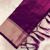 Purple Moonlight Chiffon Zari Saree In Handloom Galaxy Silk Finish