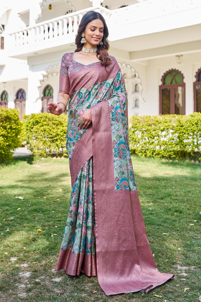 Trend Alert: Modern Digital Prints on Traditional Raw Silk Sarees