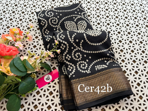 Majestic Soft Silk Bandhani Print Black Saree