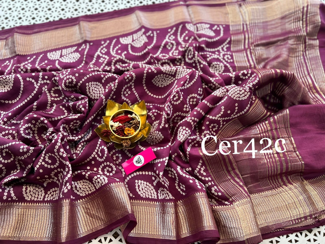 Fascinate Maroon Fancy Bandhani Print Saree