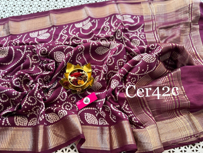 Fascinate Maroon Fancy Bandhani Print Saree