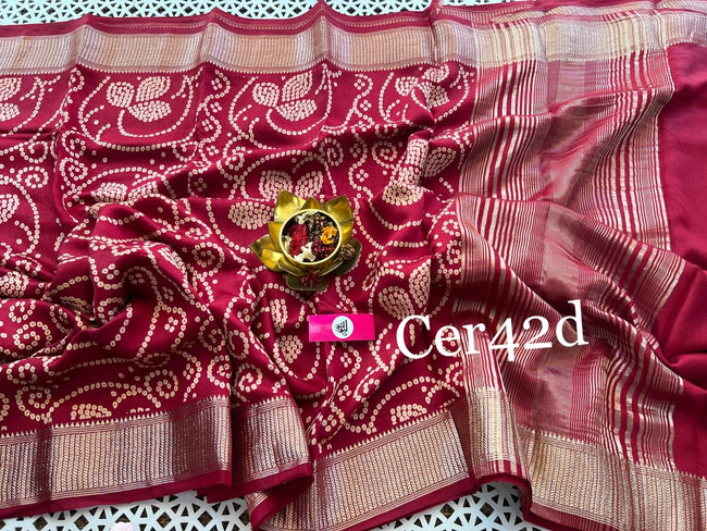 Alluring Pink Soft silk Bandhani Print Saree