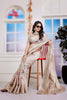 Viscose Zari Patta Border And Floral Digital Print Beige Saree