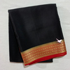 Floral Zari Border Black with Pink  Colour Plain Mysore Silk Saree.