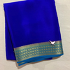 Floral Zari Border  Blue  Colour Plain Mysore Silk Saree.