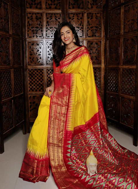 ikkat  Printed handloom Soft Silk Saree