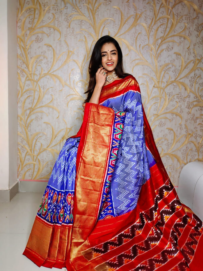 Refined Kanchi Ikkat Digital Print Saree With Pure Handloom Weave
