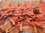 Pothys' women's pink linen cotton saree with a blouse piece, a perfect blend of elegance.