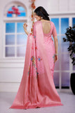 Luxurious Viscose Pink Party Wear Saree With Running Blouse For Womens
