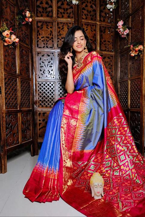 Designer Ikkat Digital Printed Kanchipuram Style Soft Silk Saree