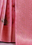 Luxurious Viscose Pink Party Wear Saree With Running Blouse For Womens
