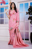 Luxurious Viscose Pink Party Wear Saree With Running Blouse For Womens