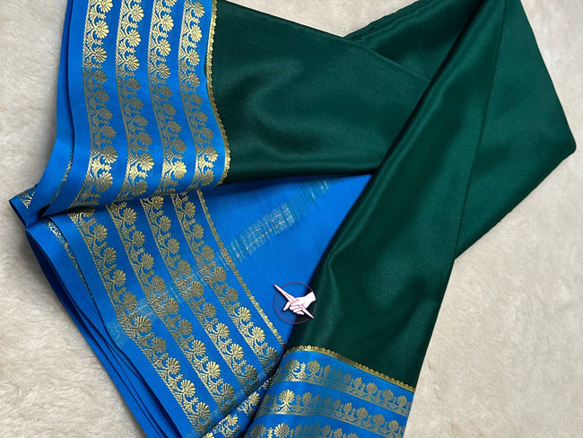 Exclusive  Zari Border Purple nd Pink  Colour Plain Mysore Silk Saree.