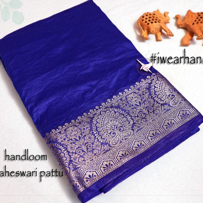 Golden Touch Blue Soft Tissue Silk Saree With Weaving Detail