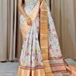 Grey Royal Grace Kota Silk Zari Saree With Artistic Digital Print