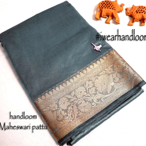 Grey Aura Designer Tissue Soft Silk Saree With Weaving Work