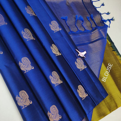 Blue Majesty Classic Silk Saree With Elegant Weaving Work