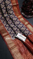 Floral print saree blue Color with striking contrast border, elegant and sophisticated.