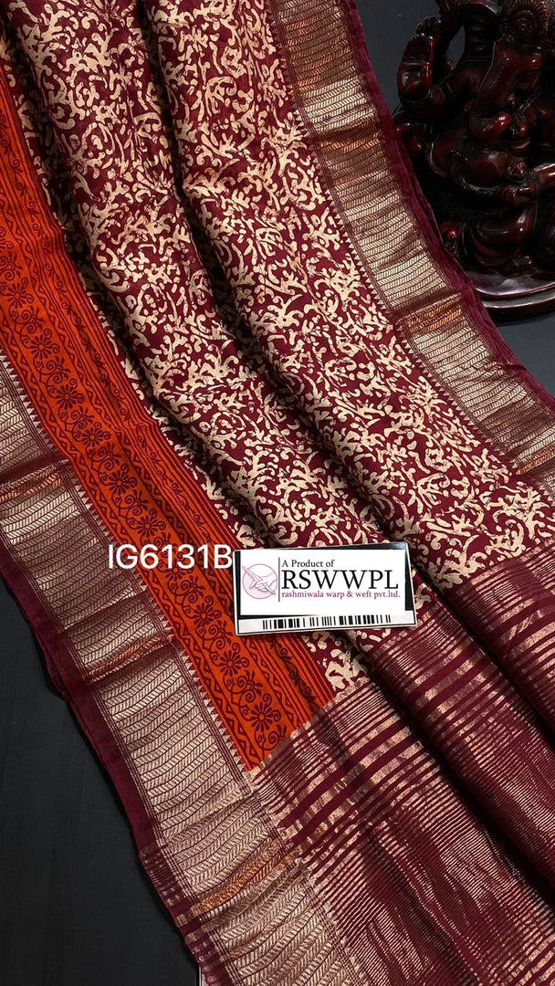 Assam Soft Silk Saree In Red Fancy Digital Print Pattu Style