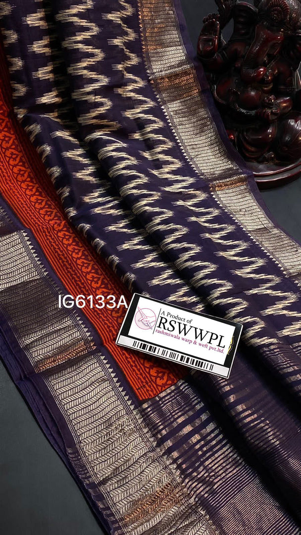 Drape in stunning blue ikat saree