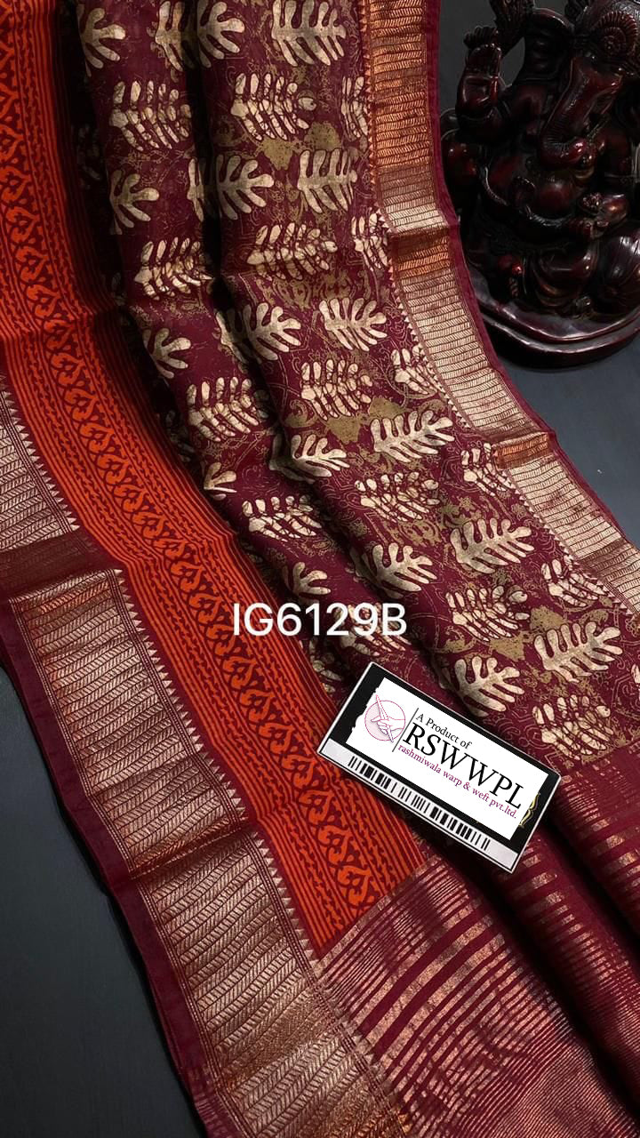 Women Red Color Floral Print Silk Saree