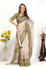 Beige Viscose Georgette Heritage Floral Print Saree