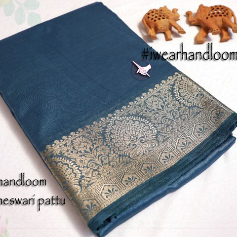 Pastel Weaves Engaging Grey Tissue Soft Silk Saree