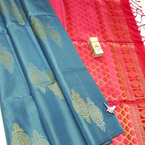 Opulent Threads Sky Blue Silk Saree With Artistic Weaving Style
