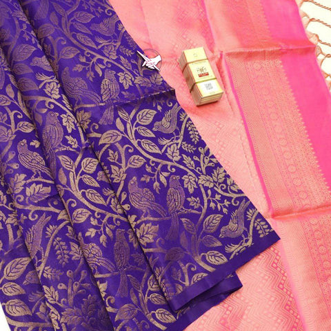 Blue Essence Artistic Kanchipuram Weaving Silk Saree