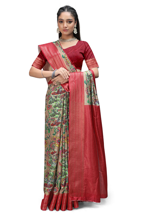 Shop Designer Kalamkari Print Sarees