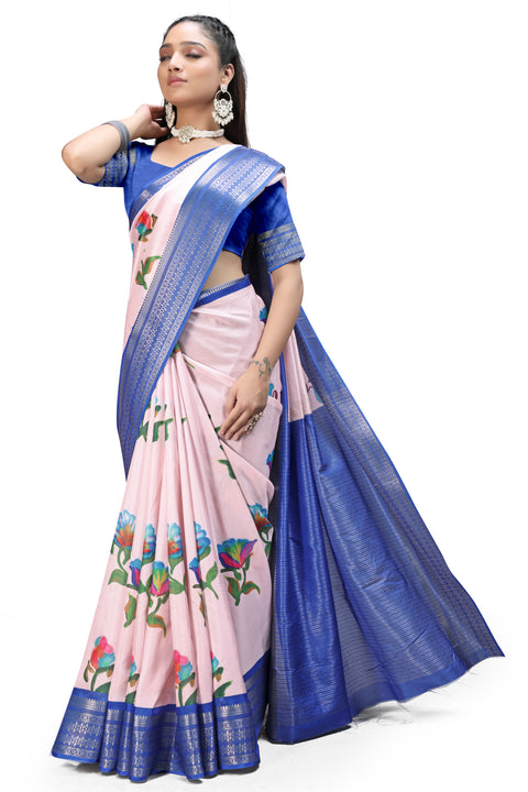 Designer Kalamkari Print Silk Sarees