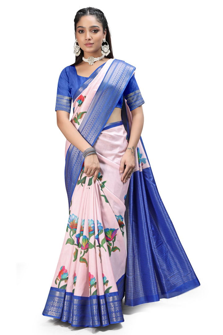Designer Kalamkari Print Silk Sarees