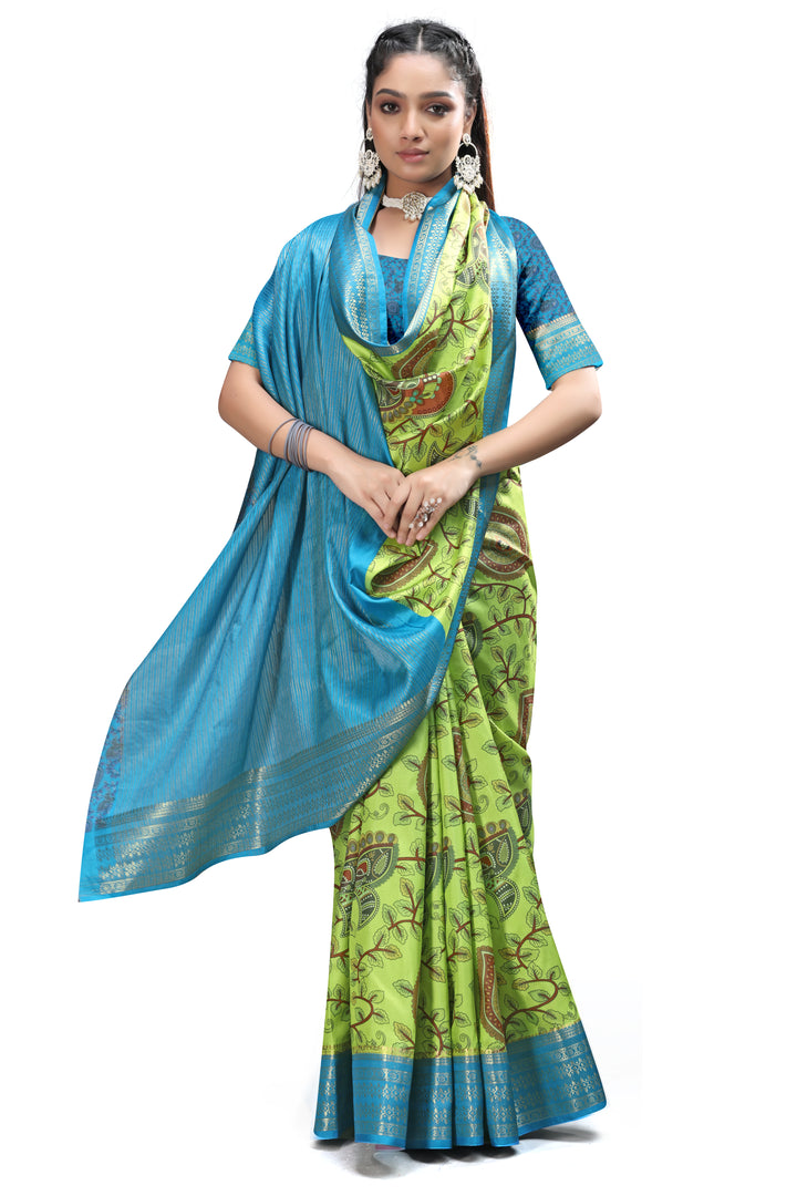 Kalamkari Print Sarees with Elegant Borders