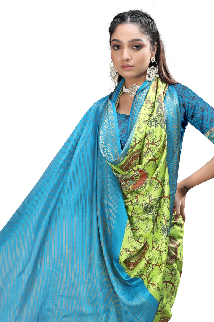 Kalamkari Print Sarees with Elegant Borders
