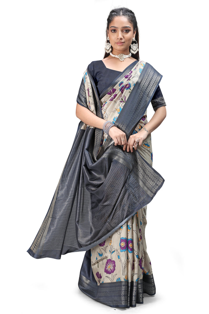 Floral Digital Print Silk Sarees for Parties