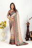 Weightless Georgette Silk Dark Beige Printed Saree