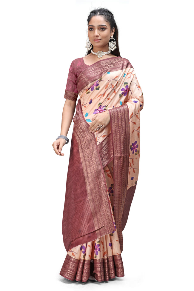 Fashionable Floral Digital Print Sarees Online