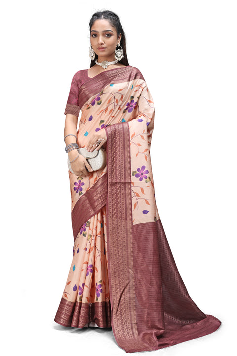 Fashionable Floral Digital Print Sarees Online