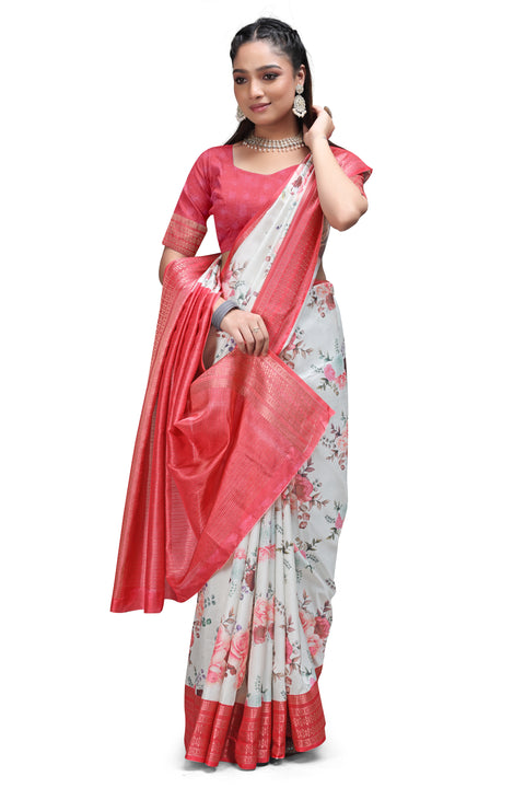 Stunning Floral Digital Print Party Wear Sarees