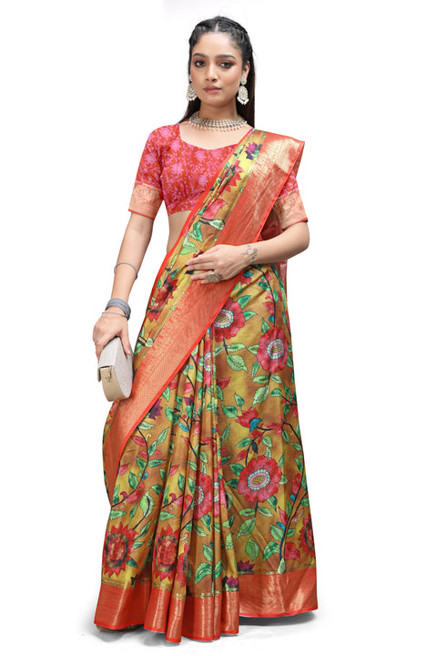 Woven Artistry – Kalamkari Print Sarees Online