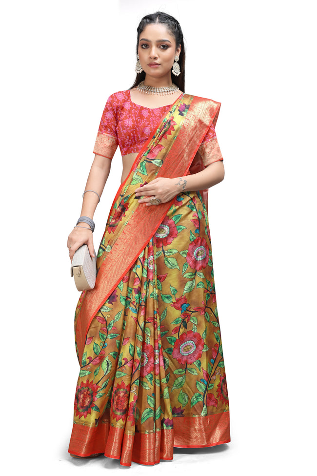 Woven Artistry – Kalamkari Print Sarees Online