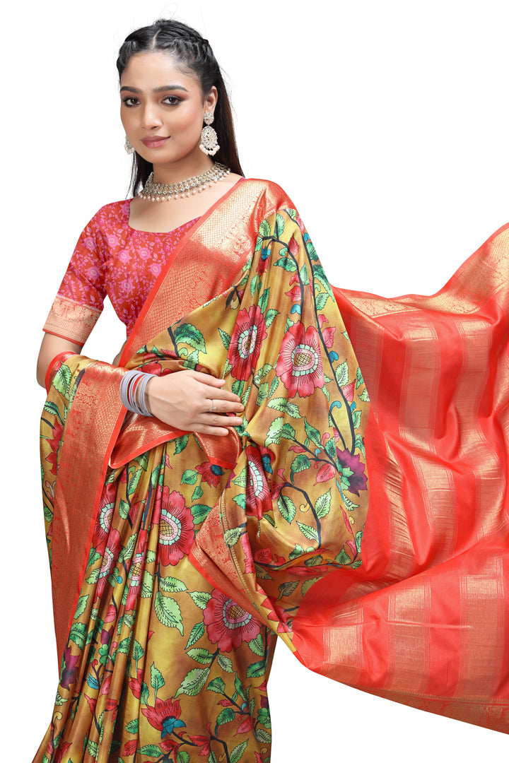 Woven Artistry – Kalamkari Print Sarees Online